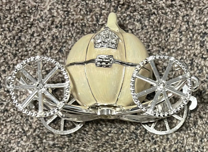 Small Cream Pumpkin Carriage Jewelry Box