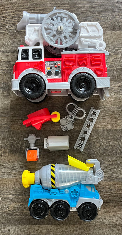 Play-Doh Wheels City Fire Trucks Playset, Cement Truck & Fire Truck ...
