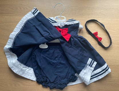 Bundle Marine Themed Dress, Shorts & Headband, Size 6-9 mos, Kids 9 Month (6-9M)