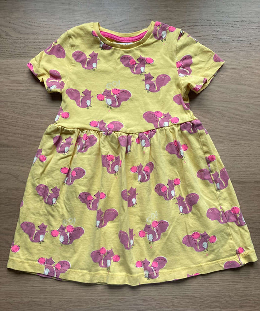 Yellow Dress with Squirrels, Size 3-4, Kids 3T