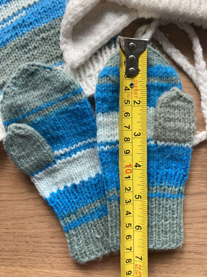 Handmade set of Hat, Snood Scarf & Mittens, Size 2-3, Kids 2T