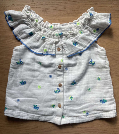 White Cotton Blouse, Size 2-3, Kids 2T