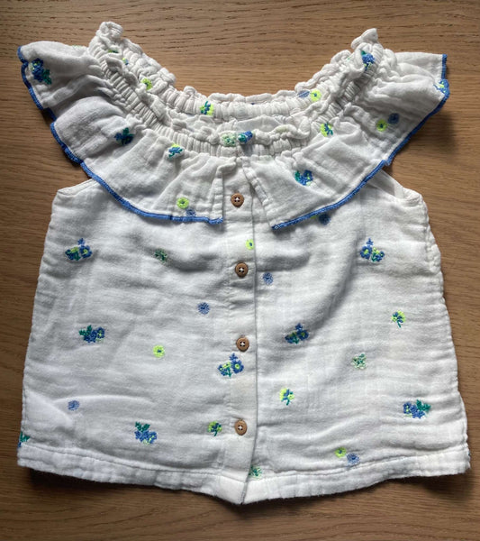 White Cotton Blouse, Size 2-3, Kids 2T