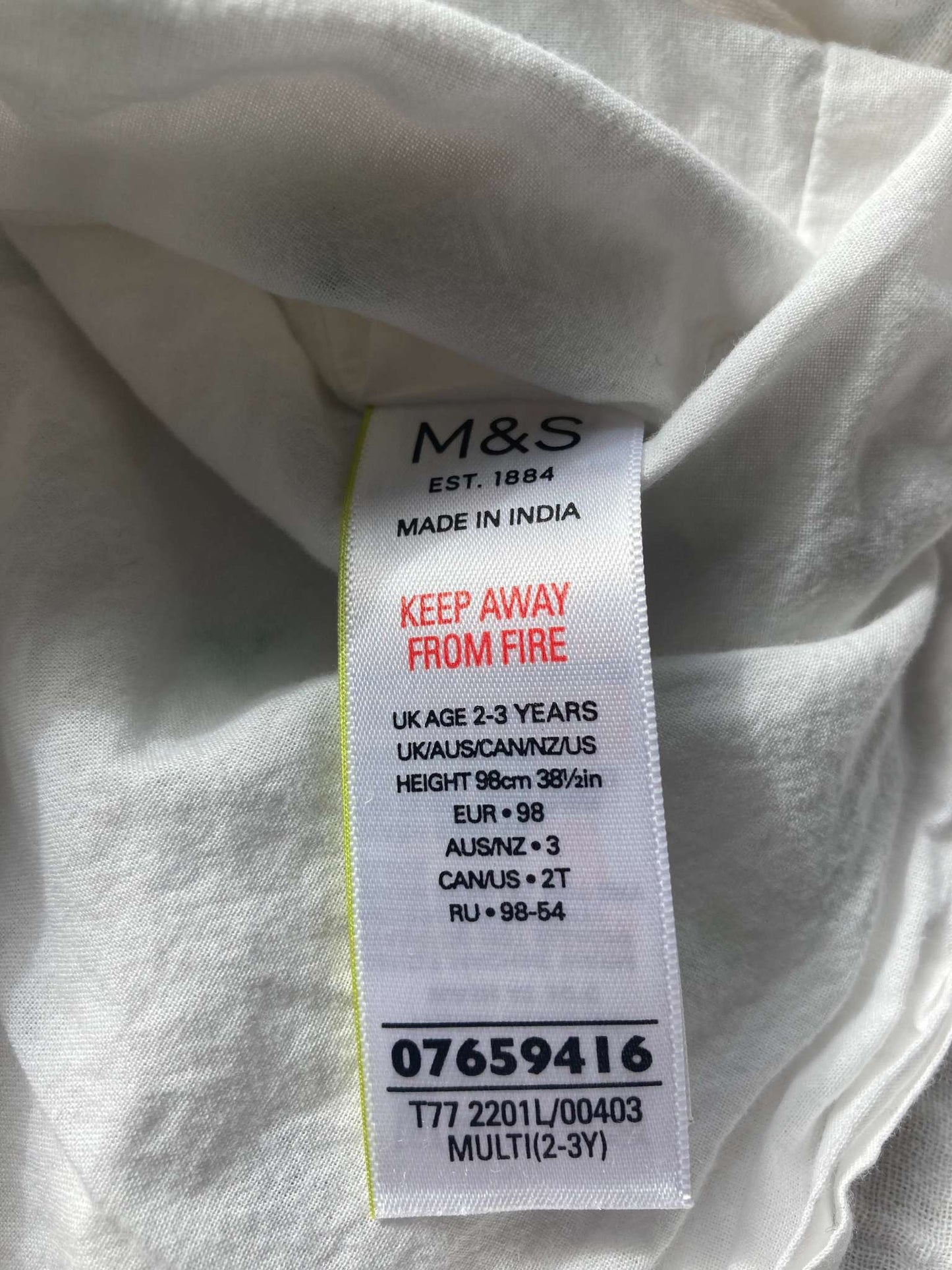 White Cotton Blouse, Size 2-3, Kids 2T