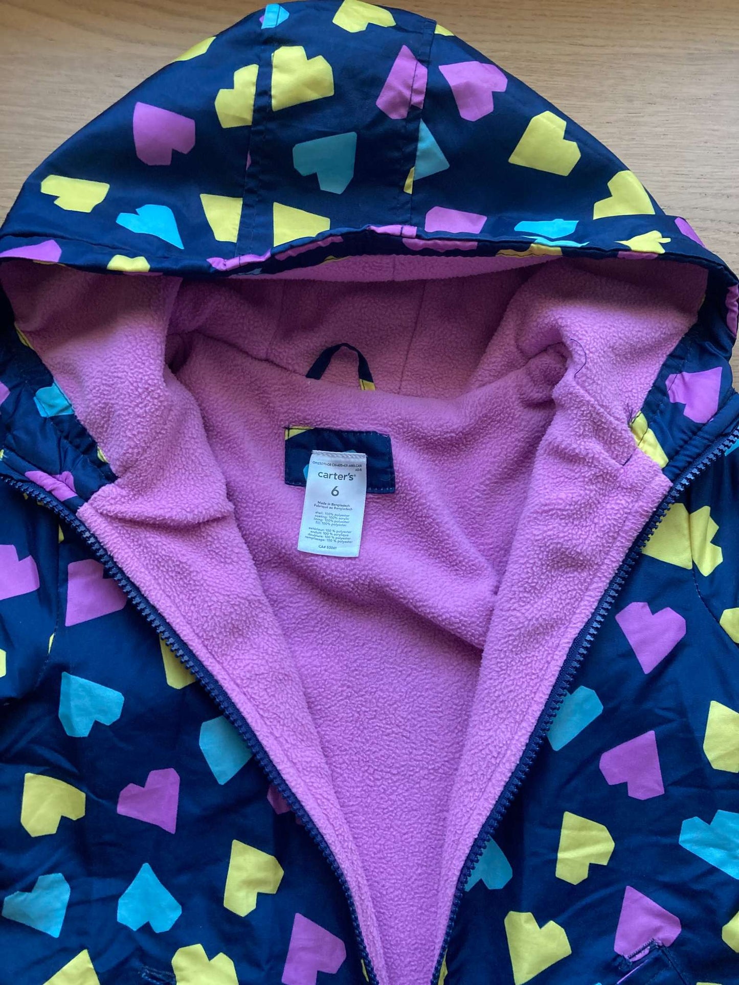 Navy Blue Jacket with Hearts, Size 6, Kids 6/6X (extra small)