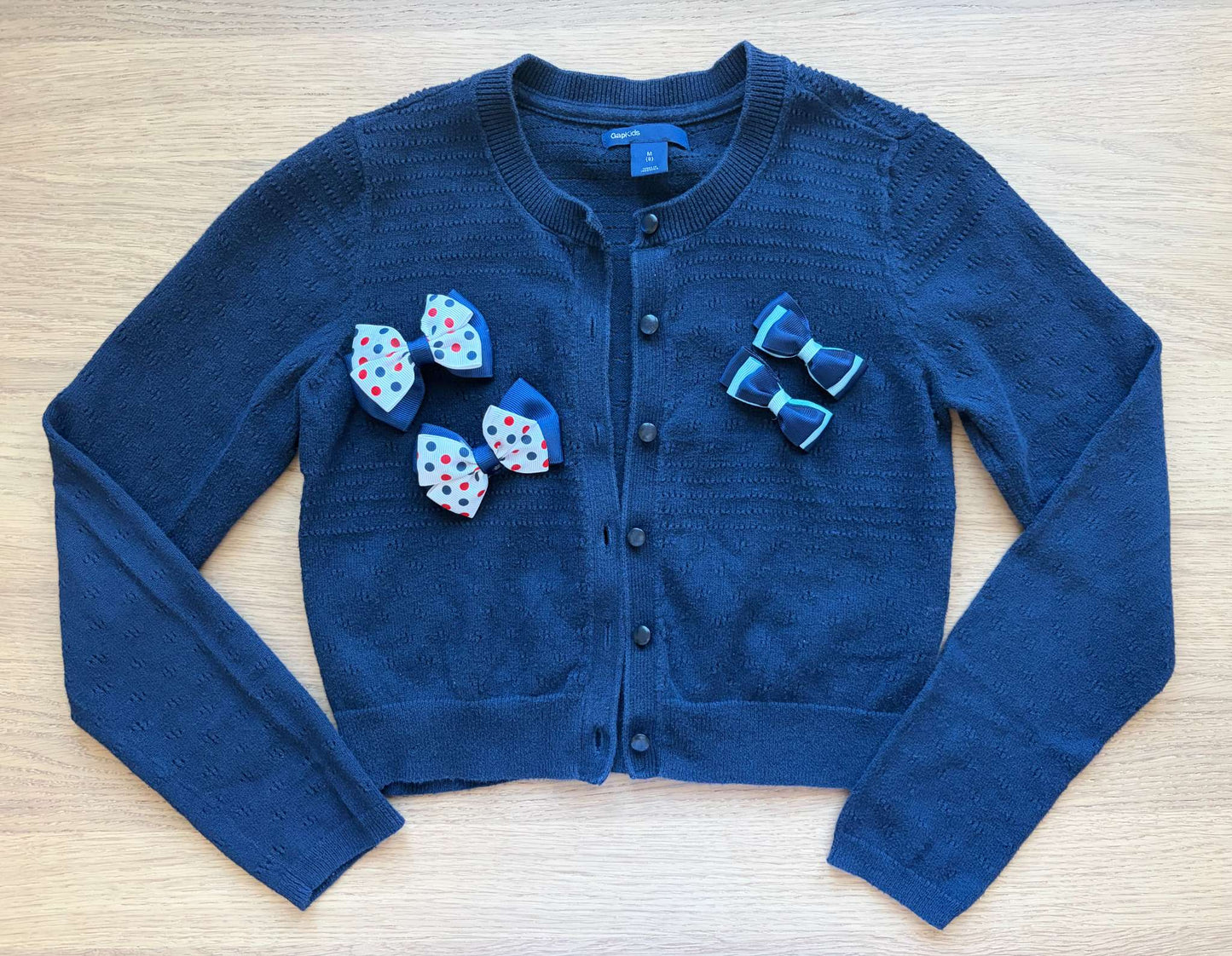 Bundle Navy Blue Cardigan & Barrettes, Size 8, Kids 8