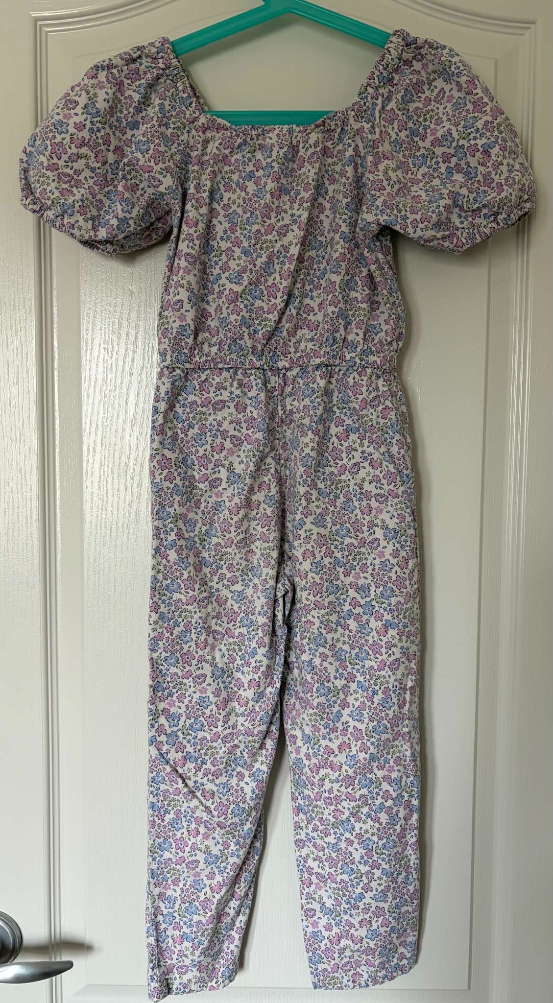 Puffed Sleeve Romper & Matching Barrettes, Size 6, Kids 6/6X