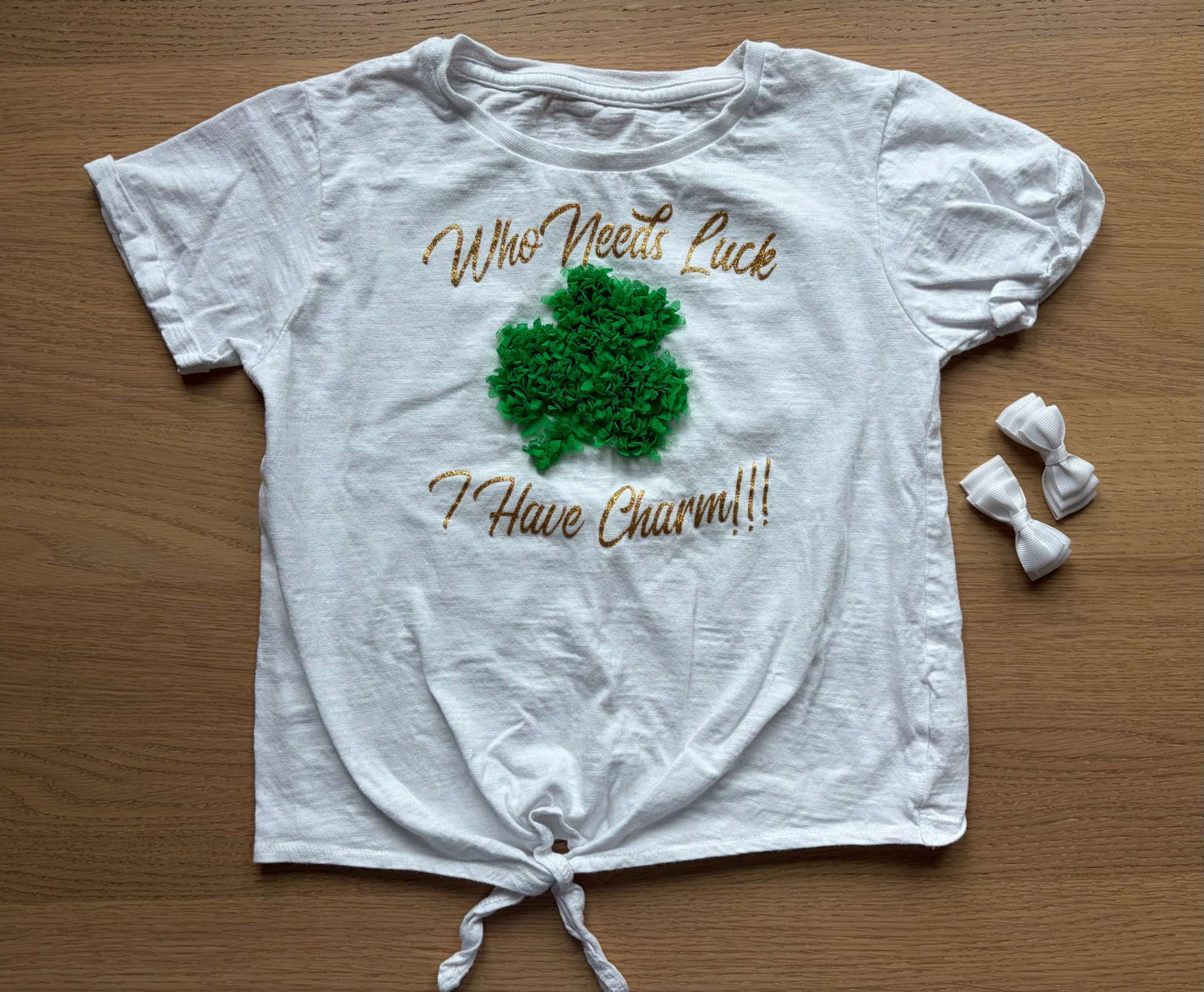 St. Patrick's T-shirt & Barrettes, Size 8-9, Kids 8