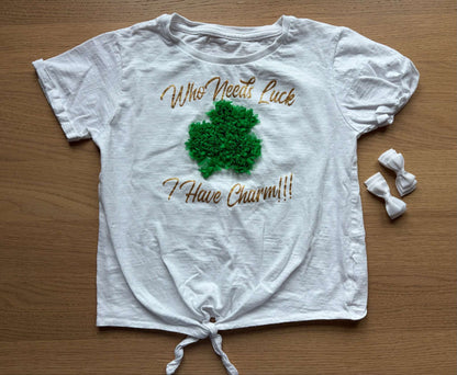 St. Patrick's T-shirt & Barrettes, Size 8-9, Kids 8
