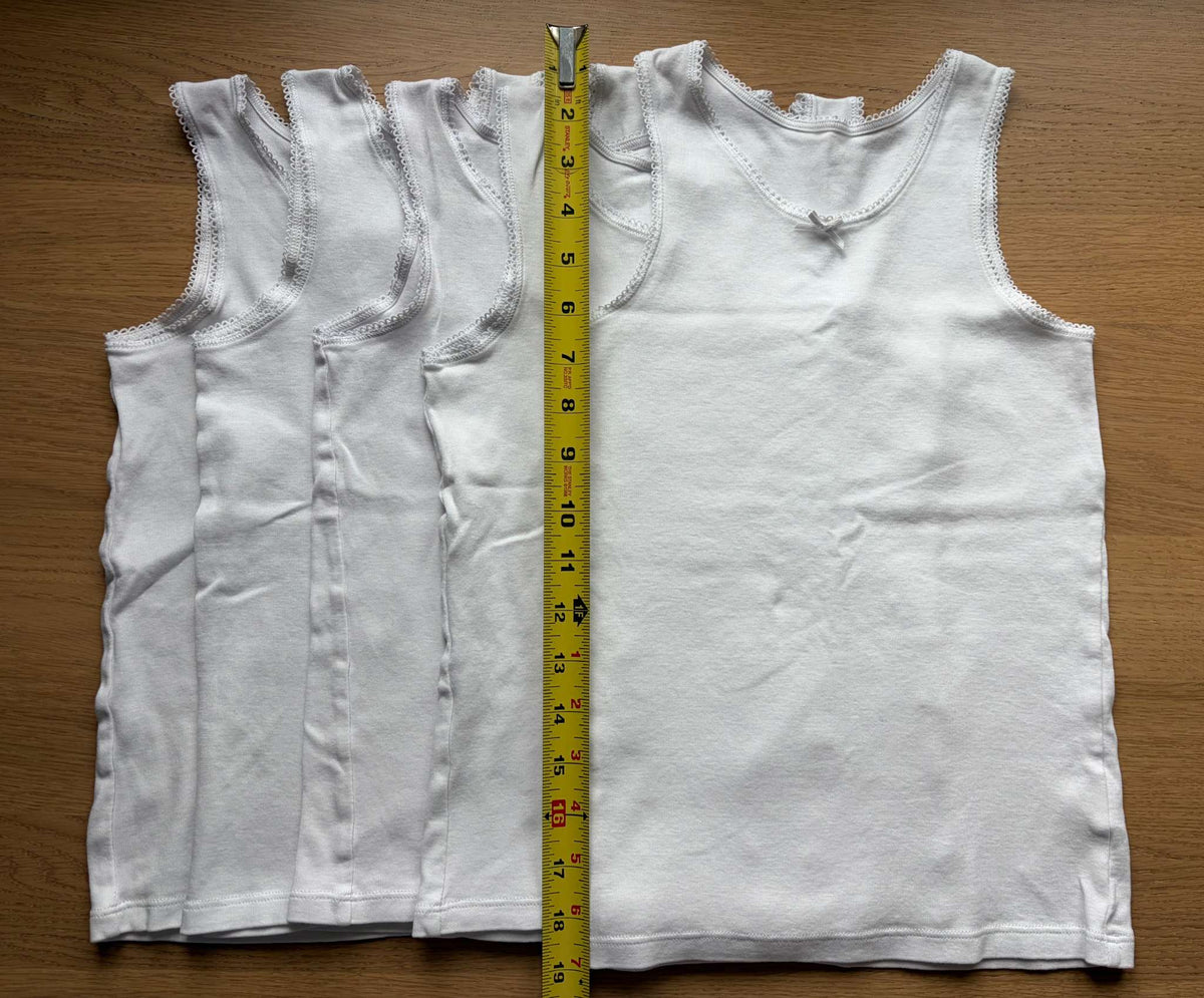 Bundle 5 White Camisoles, Size 7-8