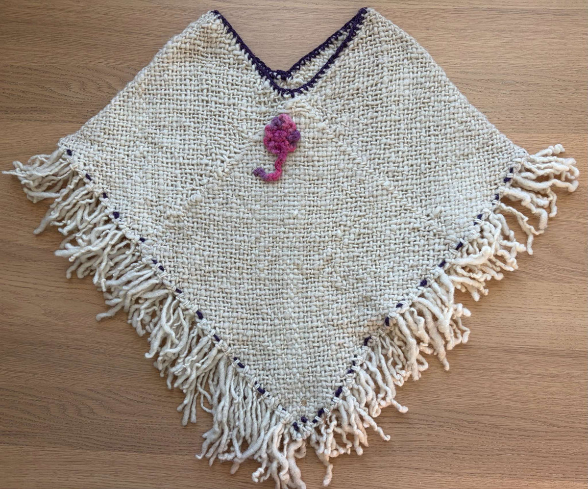 Sheep Wool Poncho, Size 4-7, Kids 6/6X