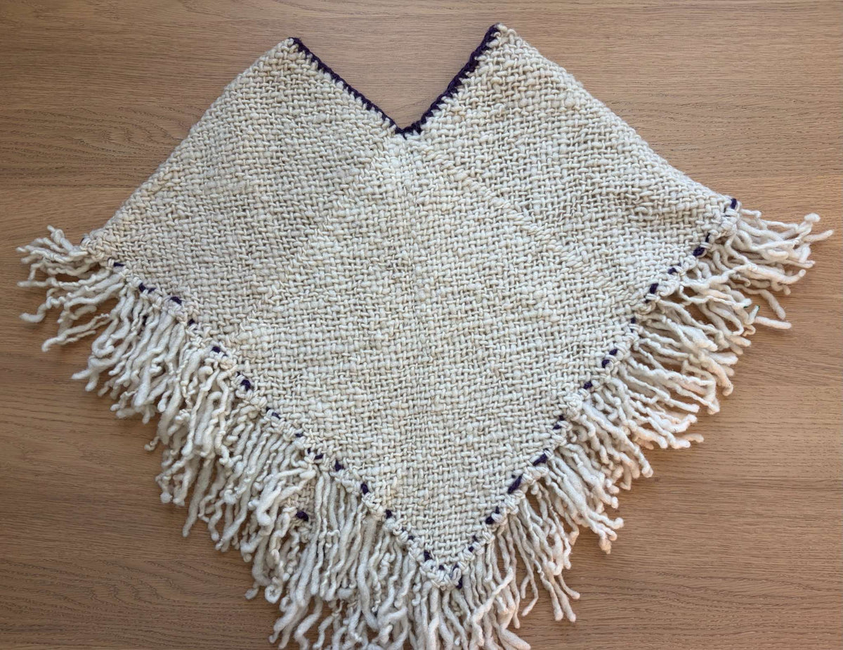 Sheep Wool Poncho, Size 4-7, Kids 6/6X