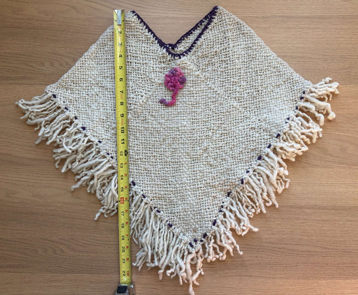 Sheep Wool Poncho, Size 4-7, Kids 6/6X