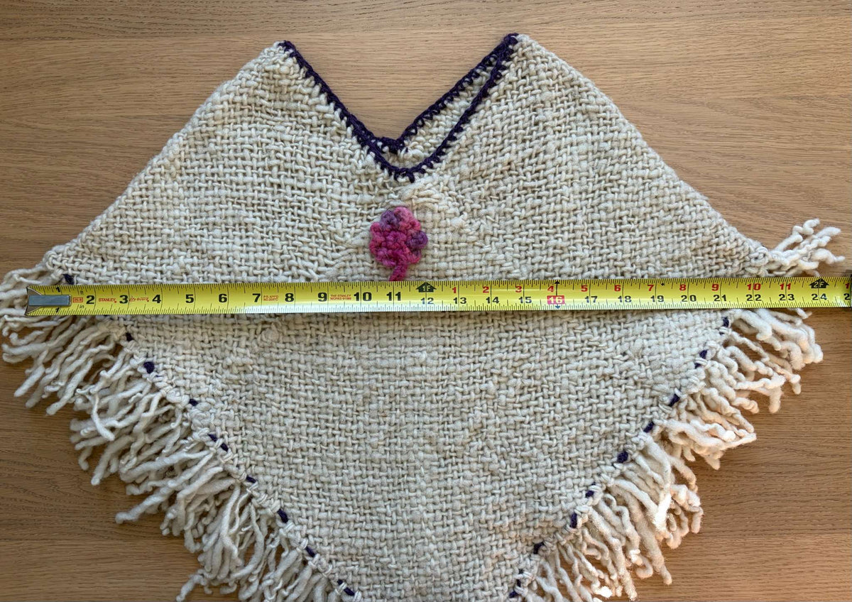 Sheep Wool Poncho, Size 4-7, Kids 6/6X