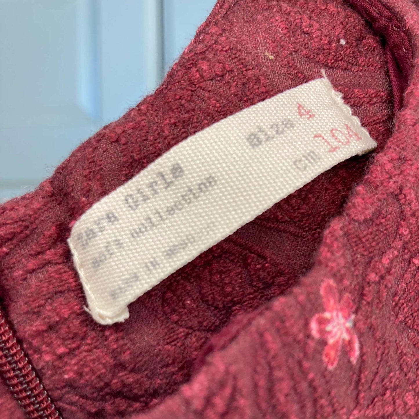 Zara burgundy dress, size 4, Kids 4/4T
