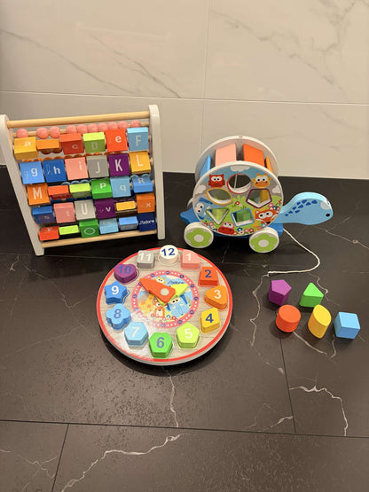 J'Adore 3-in-1 Wooden Toys Baby Gift Set (Retails new $45)