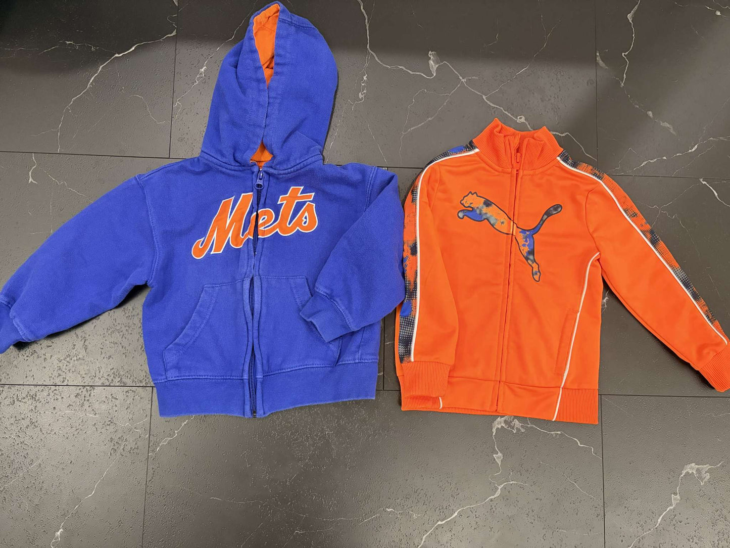 Blue and Orange Athletic Sweaters (Mets and Puma) for Toddler Fit roughly 2T , Kids 2T