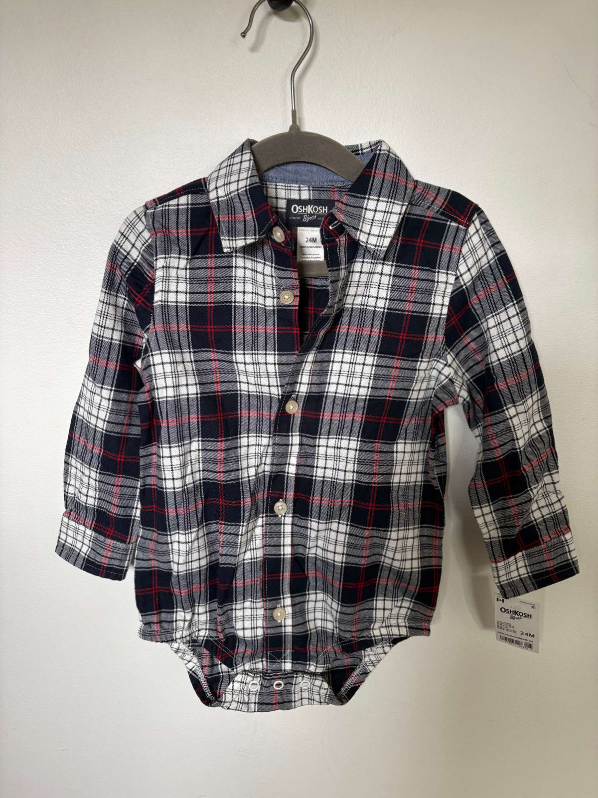 Plaid Dress Shirt Onesie, Kids 24 Month (18-24M)
