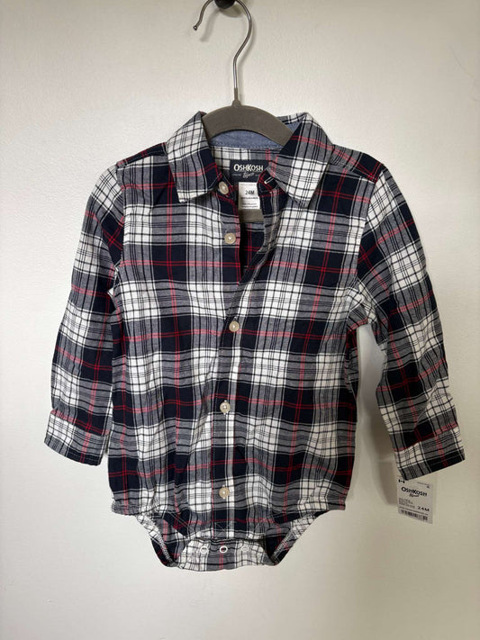Plaid Dress Shirt Onesie, Kids 24 Month (18-24M)