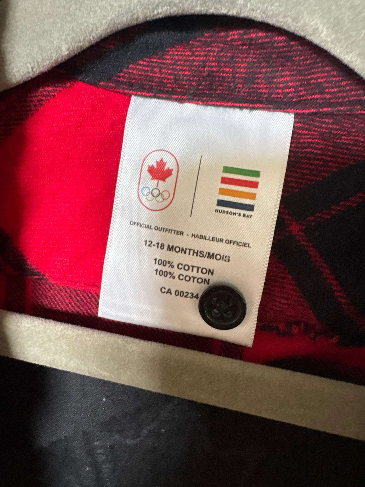 Canada Olympic Plaid Flannel, Kids 18 Month (12-18M)