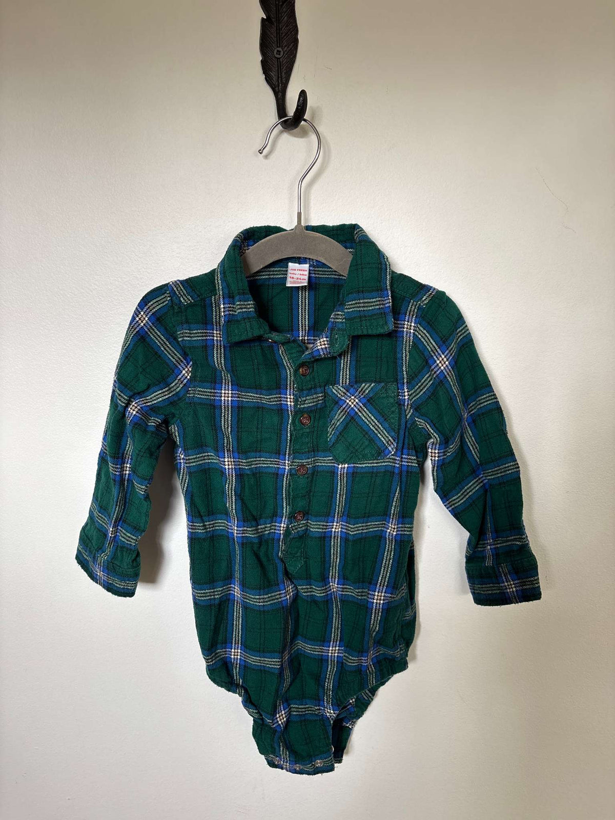 Green Plaid Flannel Onesie, Kids 24 Month (18-24M)