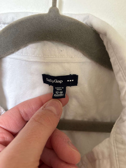 White Long-sleeve Dress Shirt Onesie, Kids 18 Month (12-18M)