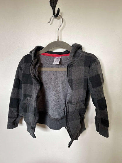Dark Grey Plaid Hoodie, Kids 2T