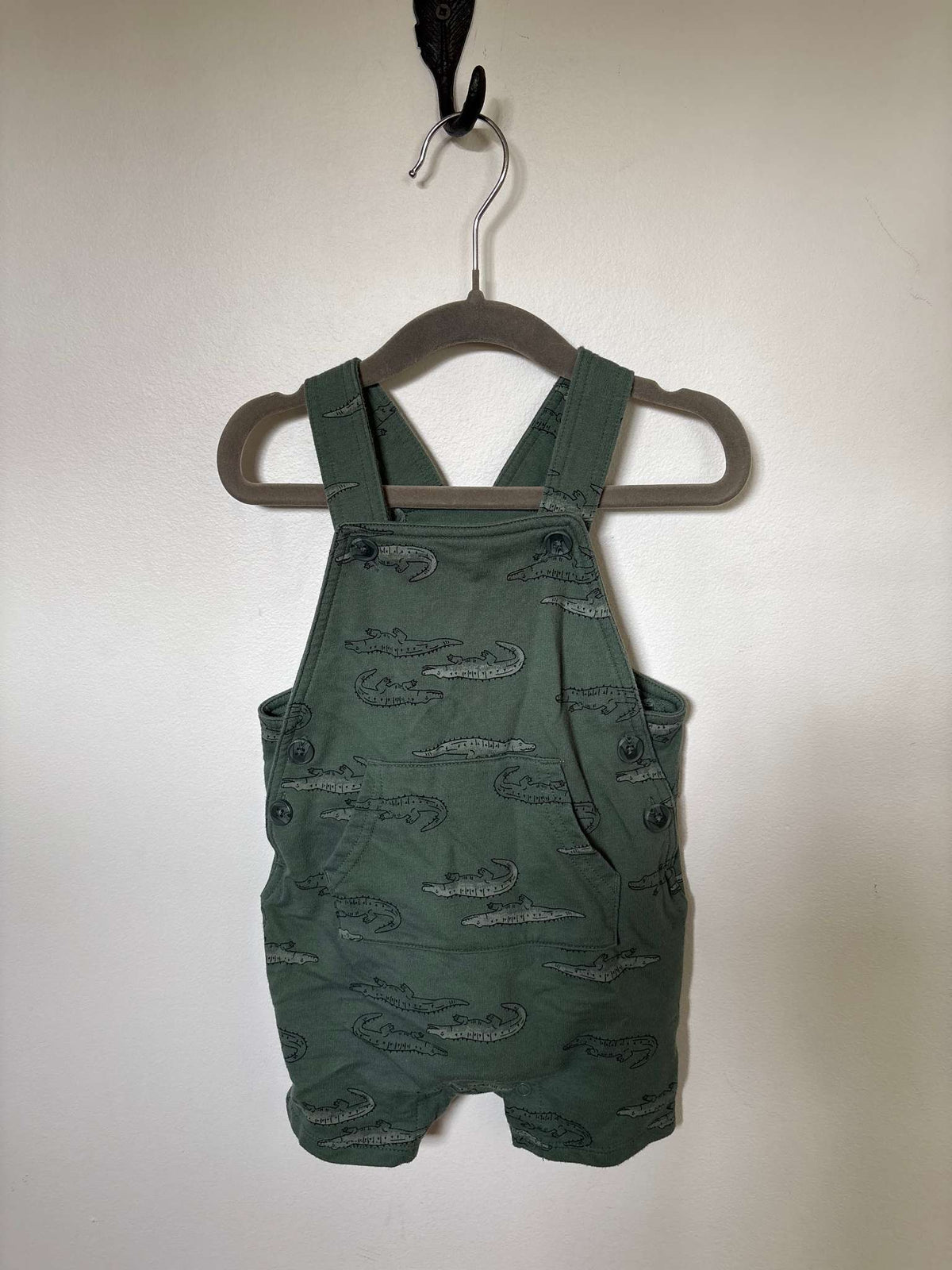 Green Alligator Overall Shorts, Kids 18 Month (12-18M)
