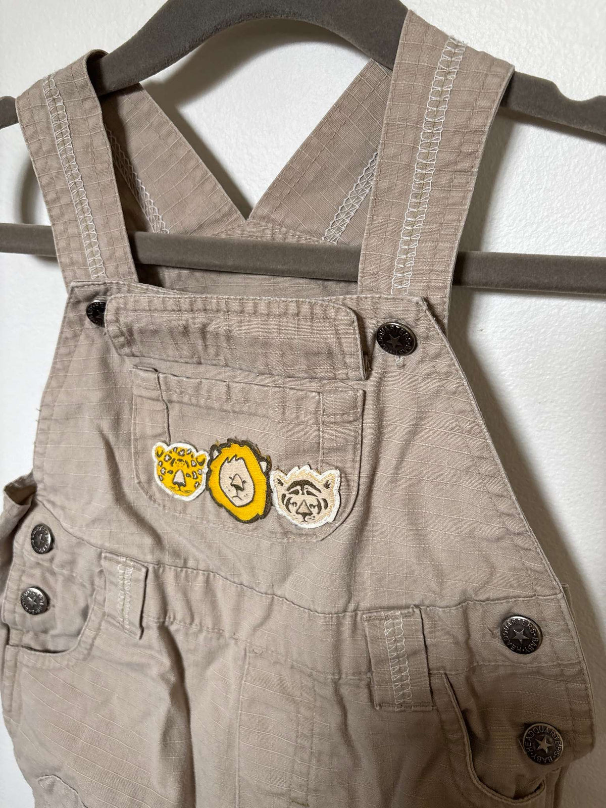 Khaki Overall Shorts, Kids 18 Month (12-18M)