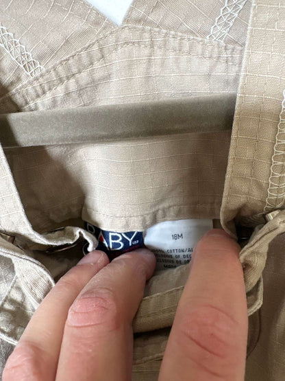 Khaki Overall Shorts, Kids 18 Month (12-18M)