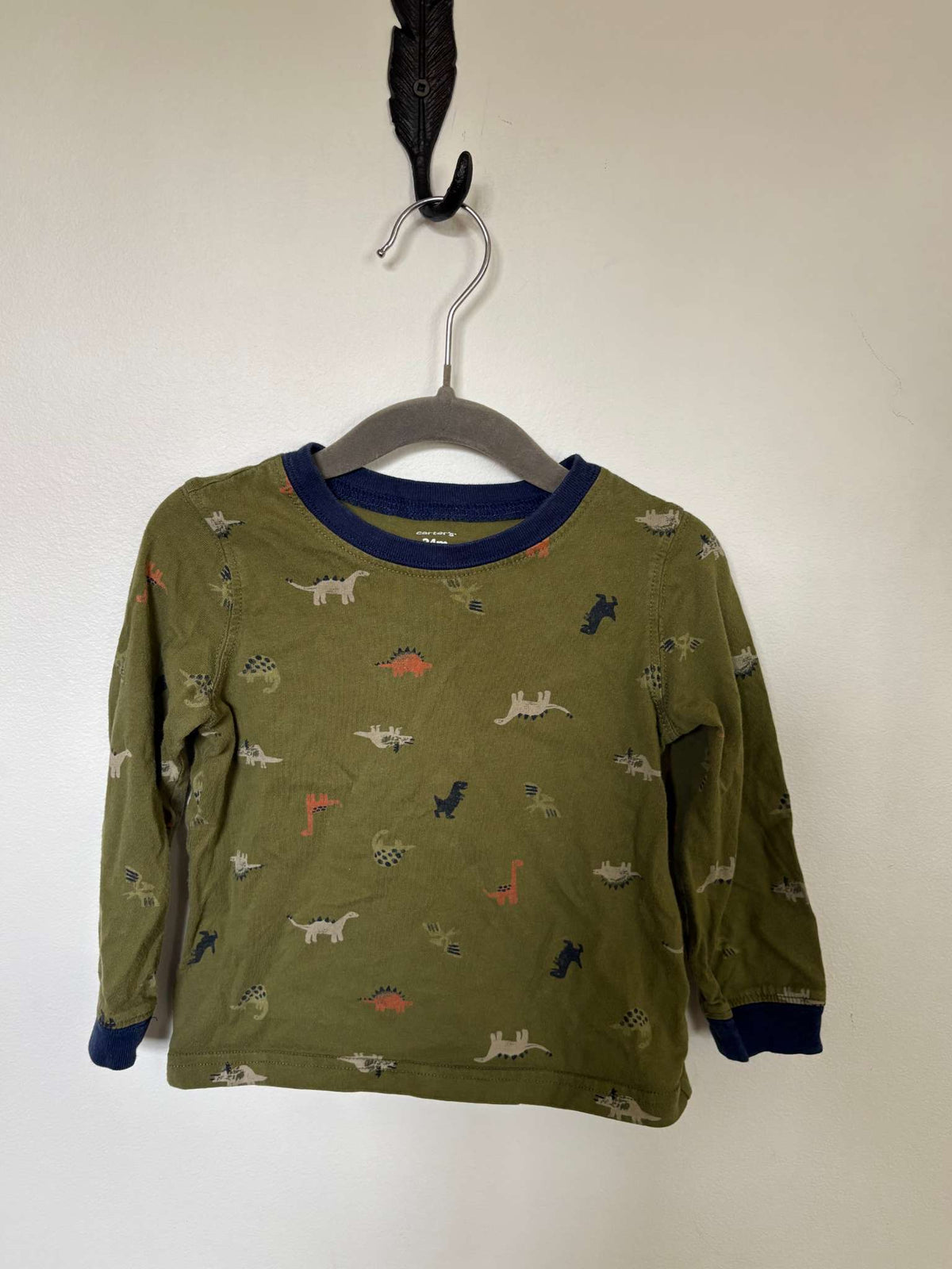 Green long-sleeve dinosaur shirt, Kids 24 Month (18-24M)