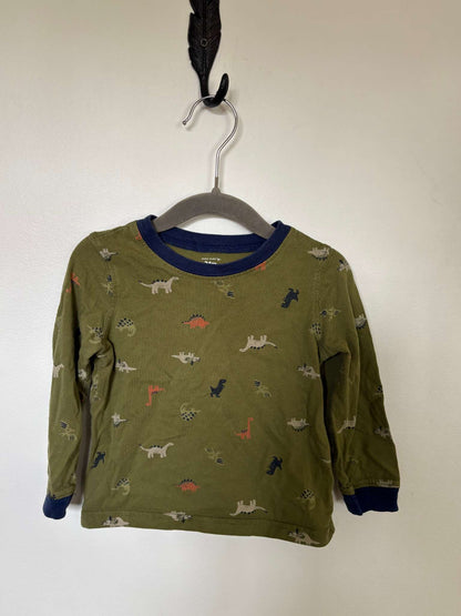 Green long-sleeve dinosaur shirt, Kids 24 Month (18-24M)