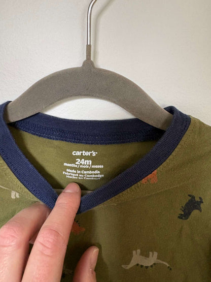 Green long-sleeve dinosaur shirt, Kids 24 Month (18-24M)