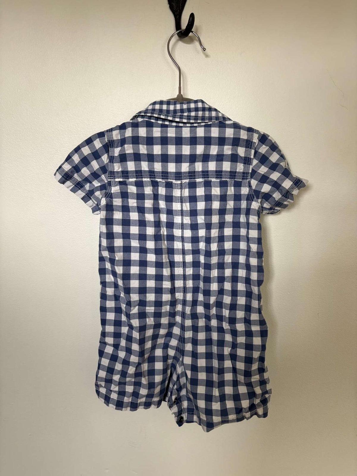 Blue Plaid Dress Shirt Romper, Kids 18 Month (12-18M)