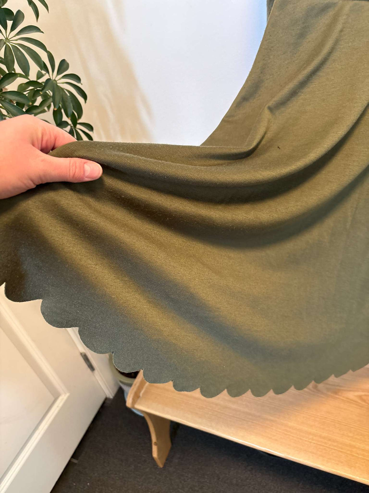 Olive Green Scallop Dress, Maternity M (8-10)