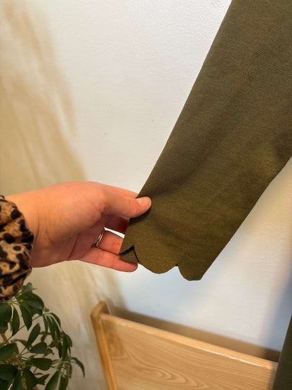 Olive Green Scallop Dress, Maternity M (8-10)