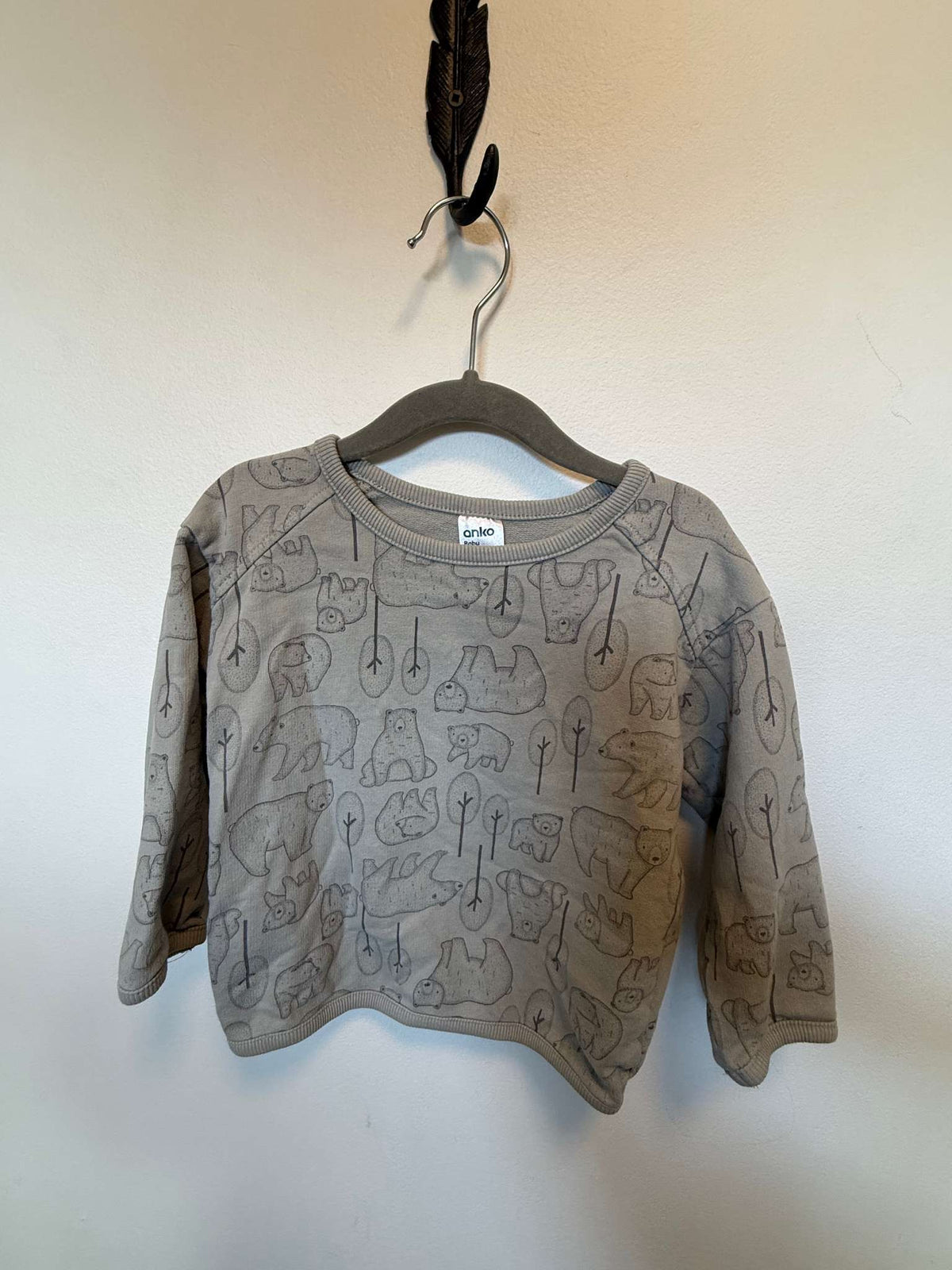 Grey-green Bear Crewneck, Kids 24 Month (18-24M)