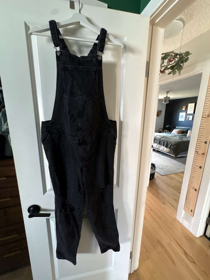Black Jean Overalls, Maternity L (12-14)