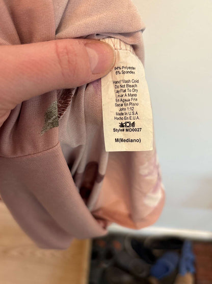Dusty Rose Floral Baby Shower Dress, Maternity M (8-10)