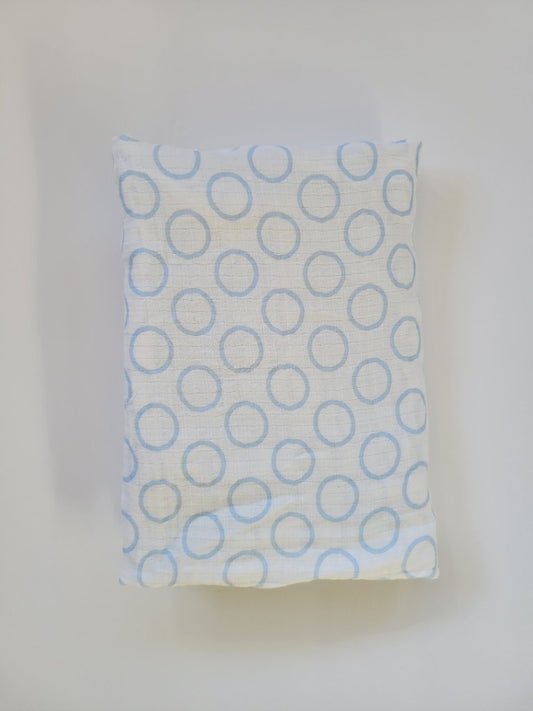 George, blue circle swaddle, EUC