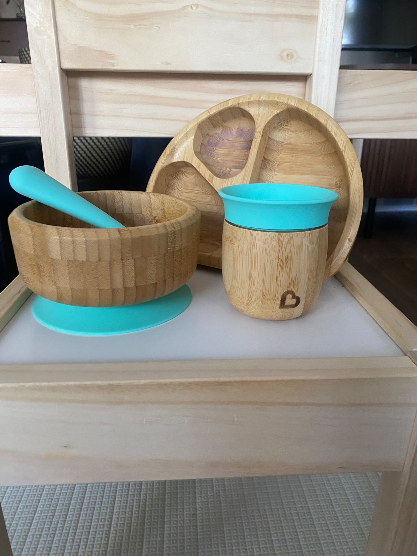 Munchkin Bambou Set - Non-Toxic Bamboo and Food-Grade Silicone, Brown/Mint
