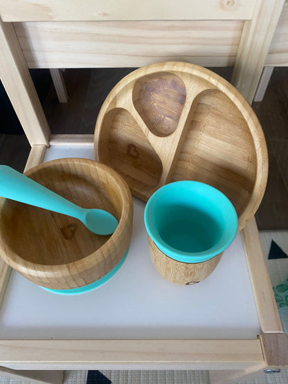 Munchkin Bambou Set - Non-Toxic Bamboo and Food-Grade Silicone, Brown/Mint