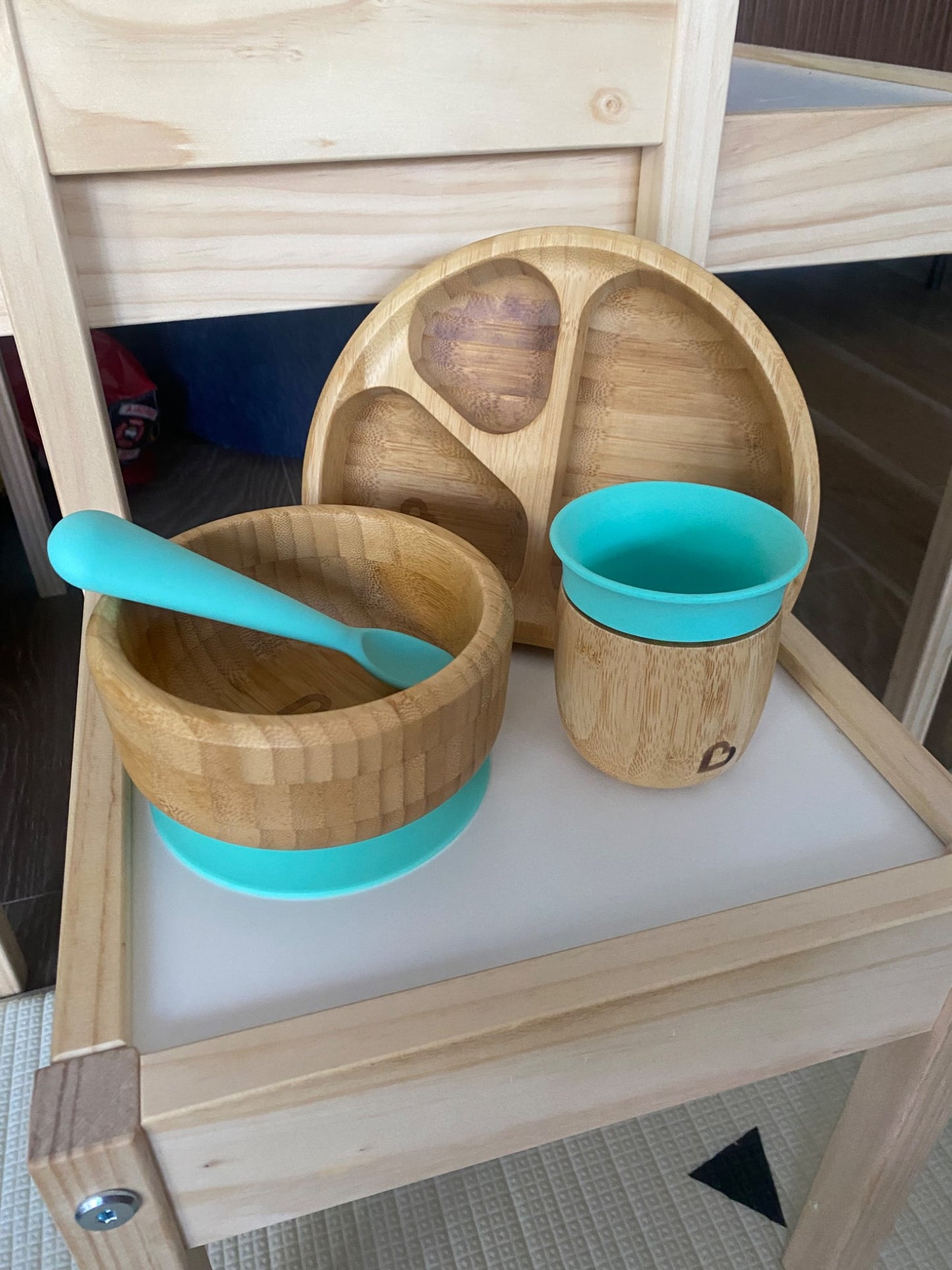 Munchkin Bambou Set - Non-Toxic Bamboo and Food-Grade Silicone, Brown/Mint