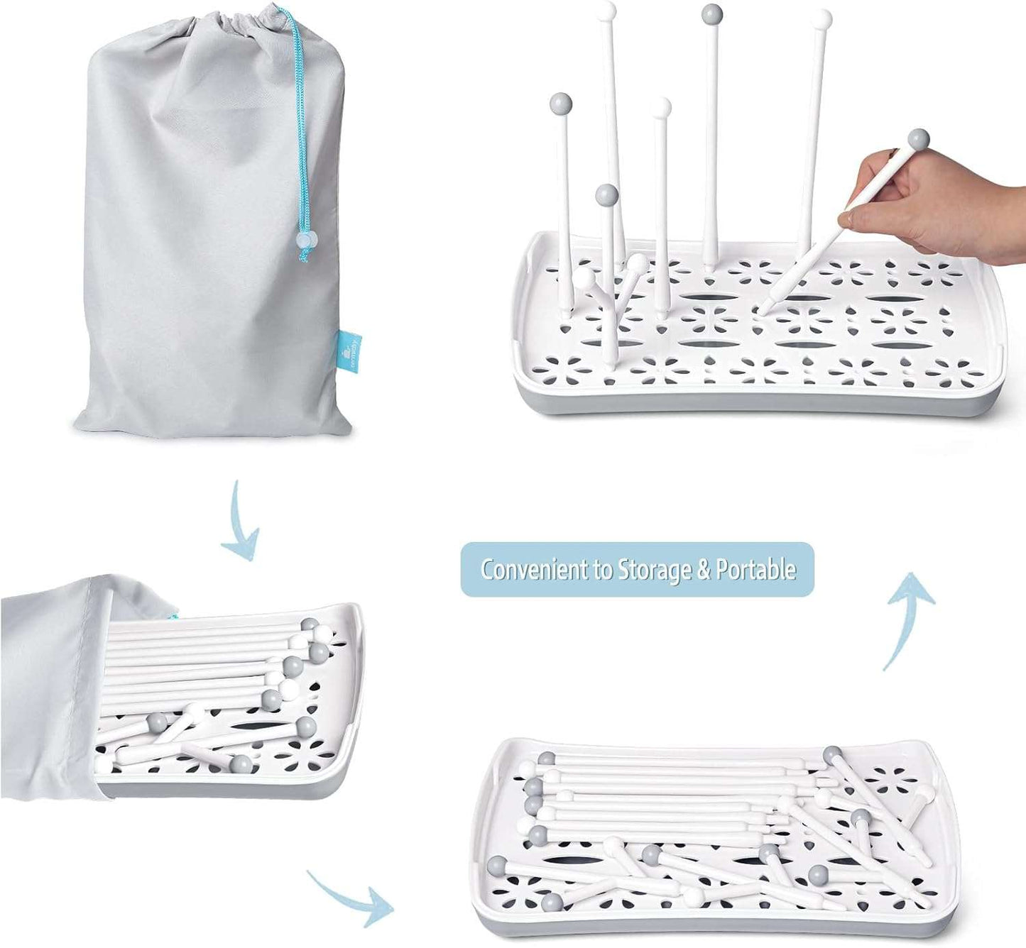 Termichy Baby Bottle Drying Rack, Large Capacity Baby Bottle Rack for Bottles, Dry Rack with Removable Water Tray