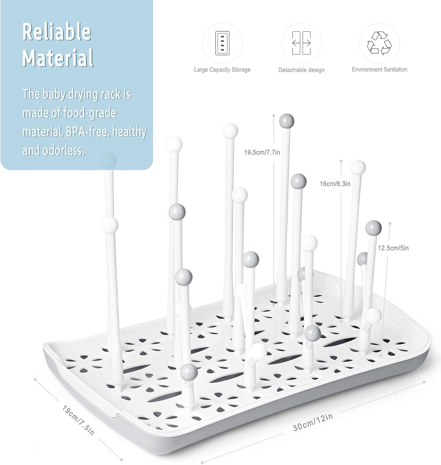 Termichy Baby Bottle Drying Rack, Large Capacity Baby Bottle Rack for Bottles, Dry Rack with Removable Water Tray