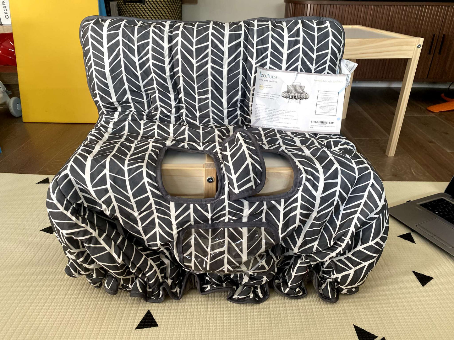 Shopping Cart Cover for Baby ICOPUCA Cotton High Chair Cover, Reversible, Machine Washable for Infant, Toddler, Boy or Girl (Grey Arrow Print)