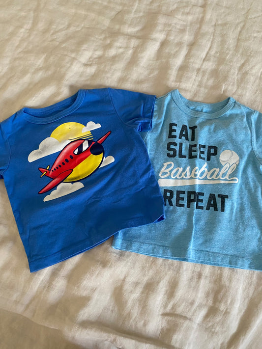 2 Tshirts - Baseball + Jumbo jet