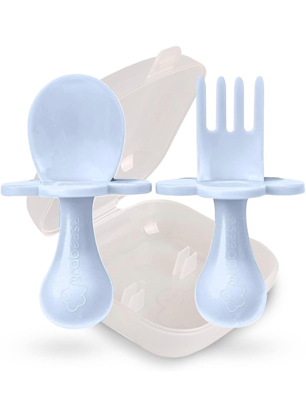 Grabease Baby Spoons Toddler Utensils Baby Utensils Feeding Fork, BPA-Free & Phthalate-Free for & Toddler, 1 Set Ice Blue