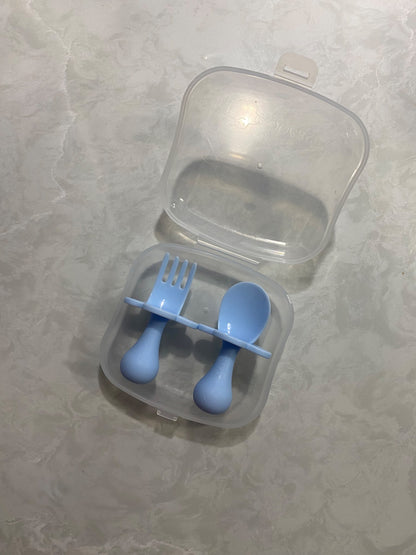 Grabease Baby Spoons Toddler Utensils Baby Utensils Feeding Fork, BPA-Free & Phthalate-Free for & Toddler, 1 Set Ice Blue