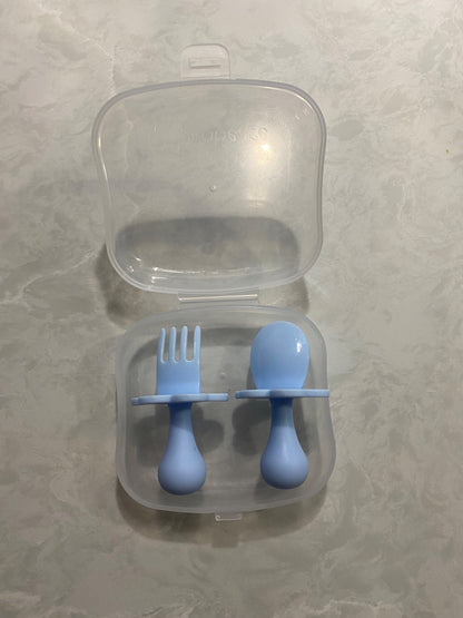 Grabease Baby Spoons Toddler Utensils Baby Utensils Feeding Fork, BPA-Free & Phthalate-Free for & Toddler, 1 Set Ice Blue